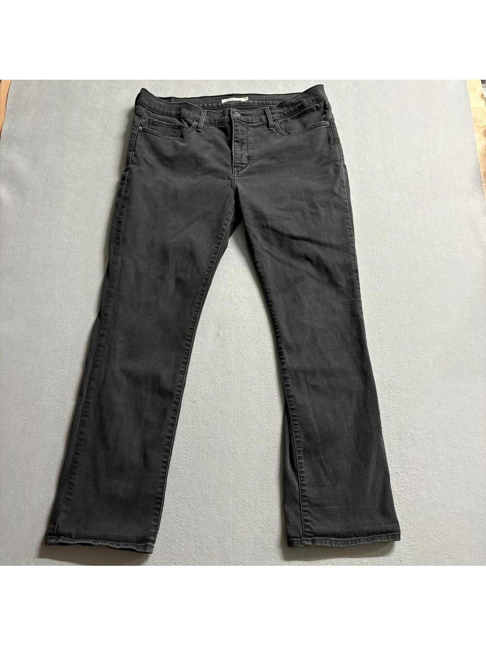 Levis 314 Shaping Straight Jeans Womens 34 Black Stretch Denim Pants